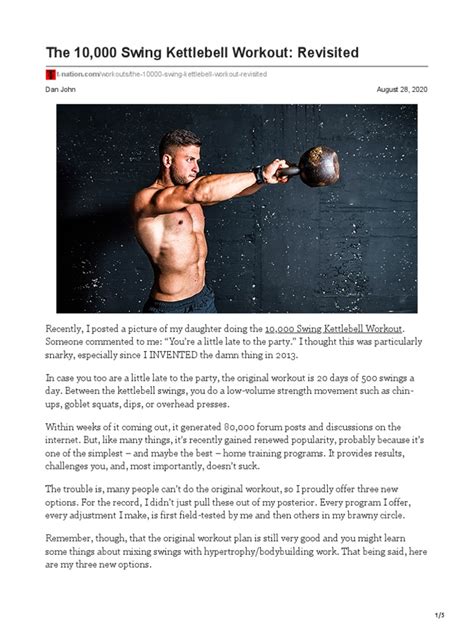 The 10,000 Swing Kettlebell Workout: Revisited.